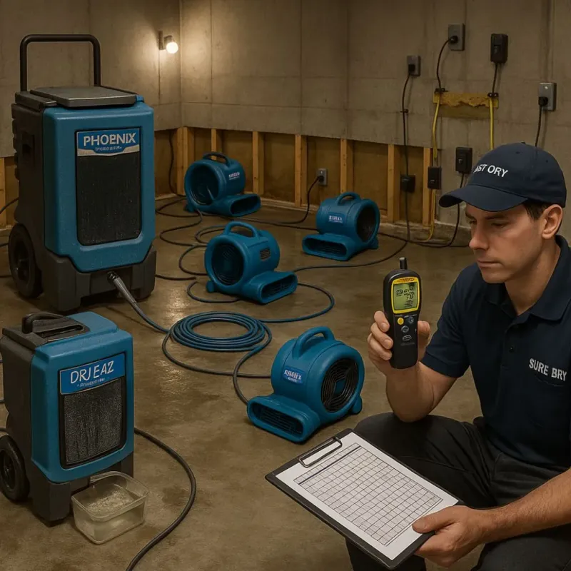 Structural Drying and Dehumidification process in Deer Park, CA